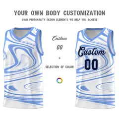 White Light Blue Graffiti Fluids Basketball Jersey Sets 3