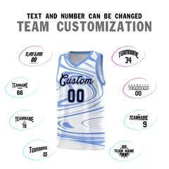 White Light Blue Graffiti Fluids Basketball Jersey Sets 4