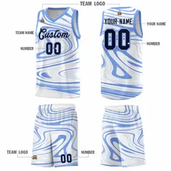 White Light Blue Graffiti Fluids Basketball Jersey Sets 5