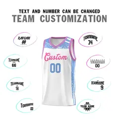 White Light Blue Graffiti Pattern Sports Basketball Jersey 3