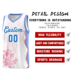 White Light Blue Illusion Flower Graffiti Basketball Jersey 2