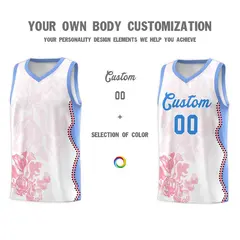 White Light Blue Illusion Flower Graffiti Basketball Jersey 3