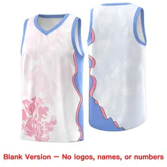 White Light Blue Illusion Flower Graffiti Basketball Jersey 7