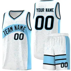 White Light Blue Irregular Dot Graffiti Basketball Jersey 1