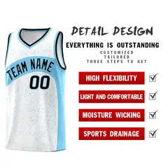 White Light Blue Irregular Dot Graffiti Basketball Jersey 2