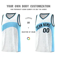 White Light Blue Irregular Dot Graffiti Basketball Jersey 3