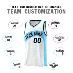 White Light Blue Irregular Dot Graffiti Basketball Jersey 4