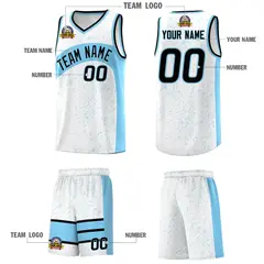 White Light Blue Irregular Dot Graffiti Basketball Jersey 5