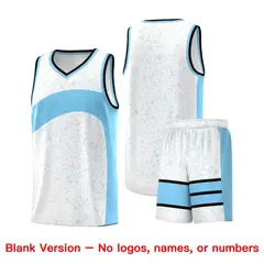 White Light Blue Irregular Dot Graffiti Basketball Jersey 7