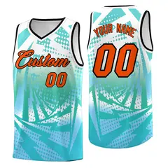 White Light Blue Lightning Halftone Dot Basketball Jersey 1