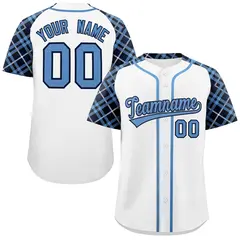 White Light Blue-Navy Raglan Sleeves Baseball Jersey 1