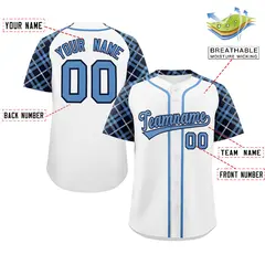 White Light Blue-Navy Raglan Sleeves Baseball Jersey 2