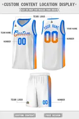 White Light Blue-Orange Gradient Fashion Basketball Jersey 2