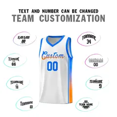 White Light Blue-Orange Gradient Fashion Basketball Jersey 4