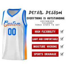 White Light Blue-Orange Gradient Fashion Basketball Jersey 5