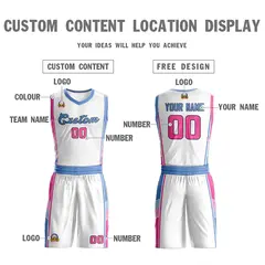 White Light Blue-Pink Classic Basketball Jersey 3