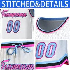 White Light Blue-Pink Classic Sets Basketball Jersey 6