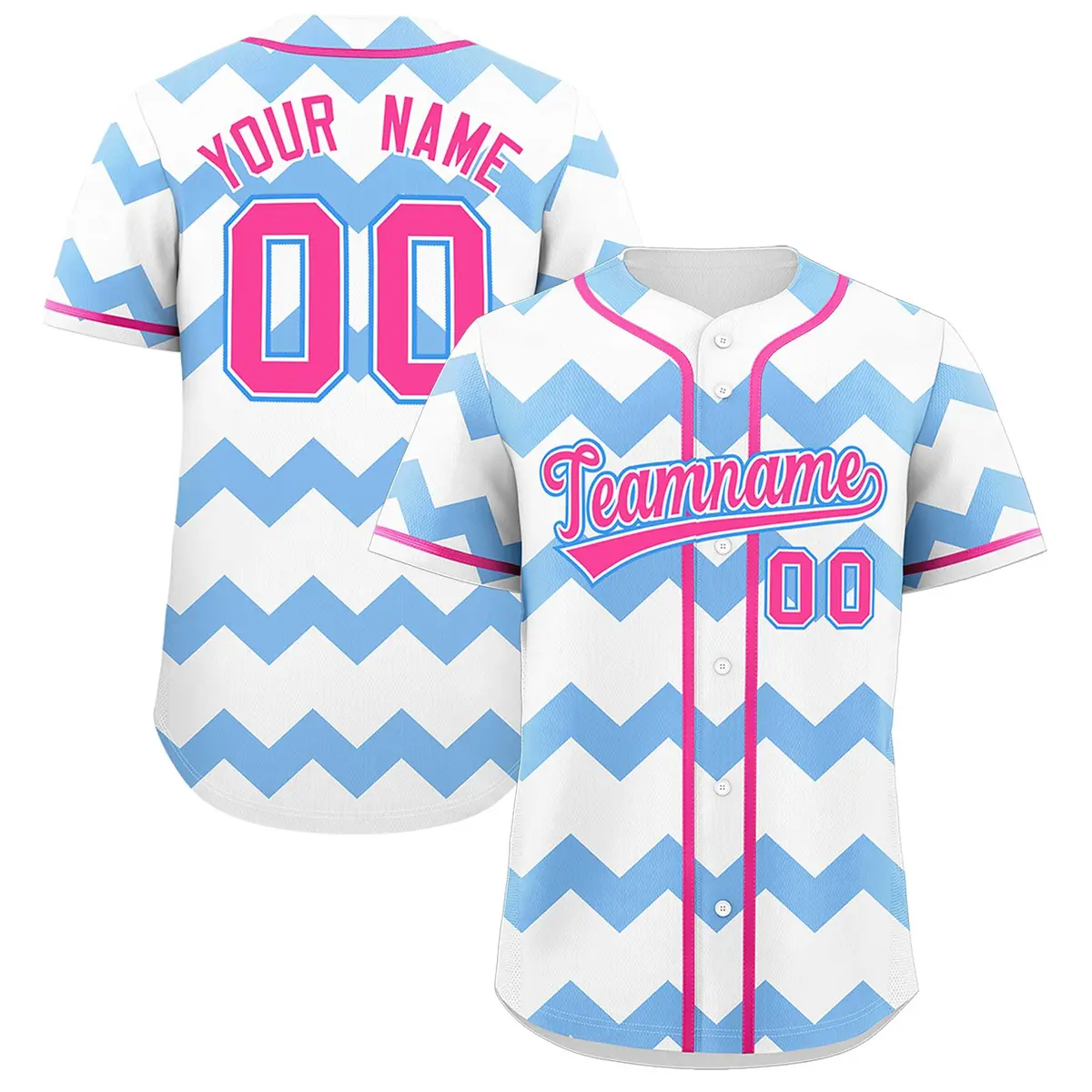 White Light Blue Pink Ripple Authentic Baseball Jersey
