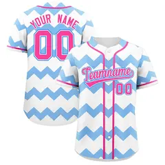 White Light Blue Pink Ripple Authentic Baseball Jersey 1