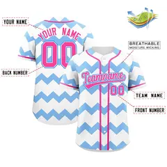 White Light Blue Pink Ripple Authentic Baseball Jersey 2