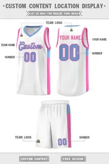 White Light Blue-Pink Side Two-Tone Basketball Jersey 2
