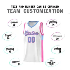 White Light Blue-Pink Side Two-Tone Basketball Jersey 4