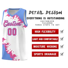 White Light Blue-Pink Sparkle Pattern Basketball Kits 2