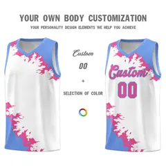 White Light Blue-Pink Sparkle Pattern Basketball Kits 3
