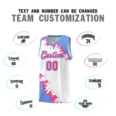 White Light Blue-Pink Sparkle Pattern Basketball Kits 4