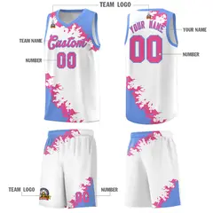 White Light Blue-Pink Sparkle Pattern Basketball Kits 5