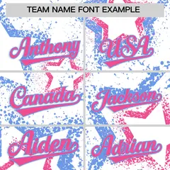 White Light Blue Pink Star Ink Graffiti Baseball Jersey 3