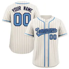 White Light Blue Pinstripe Authentic Baseball Jersey