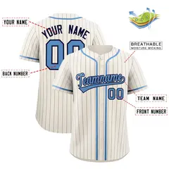 White Light Blue Pinstripe Authentic Baseball Jersey 4