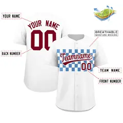 White Light Blue Plaid Fashion Authentic Baseball Jersey 2