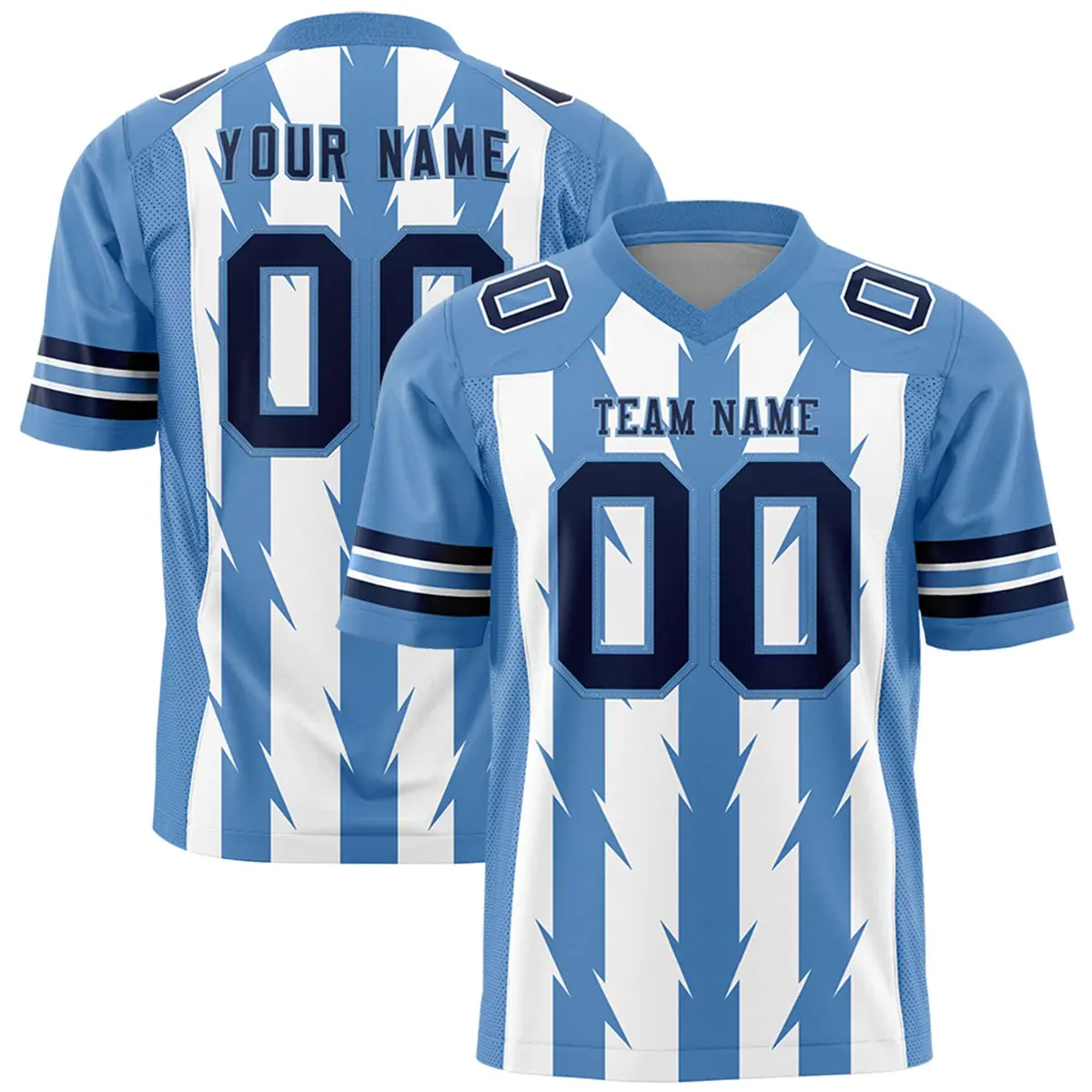 White Light Blue Razr Stripe Graffiti Pattern Flag Football Jersey