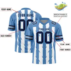 White Light Blue Razr Stripe Graffiti Pattern Flag Football Jersey 2