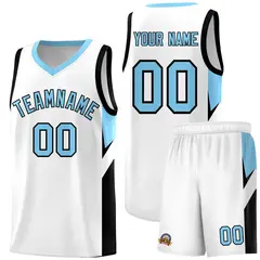 White Light Blue Side Design Basketball Jersey 1
