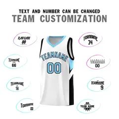 White Light Blue Side Design Basketball Jersey 4