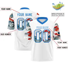 White Light Blue Sleeve Ukiyo-e Auspicious Clouds Graffiti Football Jersey 2
