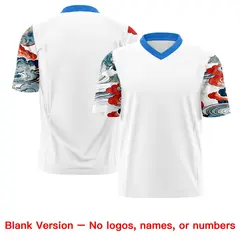 White Light Blue Sleeve Ukiyo-e Auspicious Clouds Graffiti Football Jersey 7