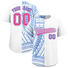 White Light Blue Split Tribal Baseball Jersey