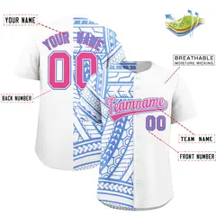 White Light Blue Split Tribal Baseball Jersey 2
