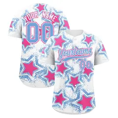 White Light Blue Star Graffiti Baseball Jersey 1