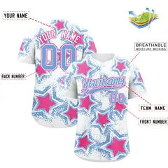 White Light Blue Star Graffiti Baseball Jersey 2