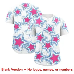 White Light Blue Star Graffiti Baseball Jersey 9