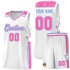White Light Blue Star Graffiti Pattern Basketball Jersey