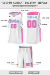 White Light Blue Star Graffiti Pattern Basketball Jersey 2