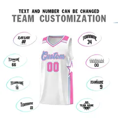 White Light Blue Star Graffiti Pattern Basketball Jersey 4