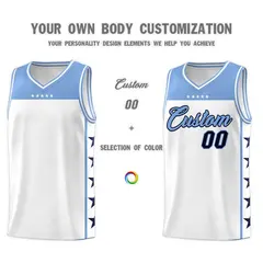 White Light Blue Star Pattern Team Basketball Jersey 3
