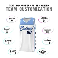 White Light Blue Star Pattern Team Basketball Jersey 4